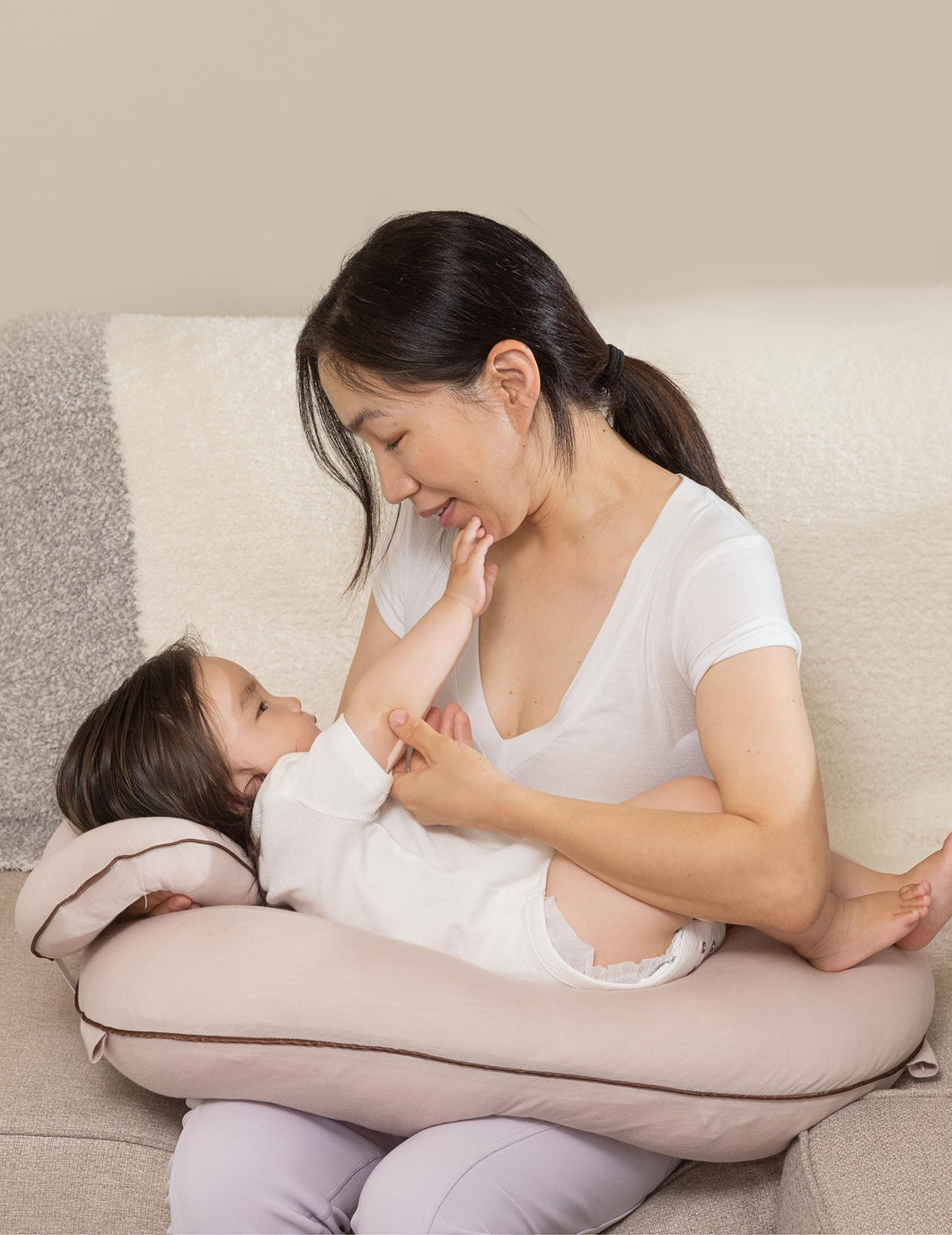Pharmedoc Nursing Pillow for Breastfeeding - With Headrest & Adjustable Waist Straps - Removable Cover