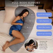 Load image into Gallery viewer, Pharmedoc Pregnancy Pillows J-shape Full Body Maternity Pillow - Grey Cooling Cover
