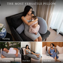 Load image into Gallery viewer, Pharmedoc Pregnancy Pillows J-shape Full Body Maternity Pillow - Grey Cooling Cover
