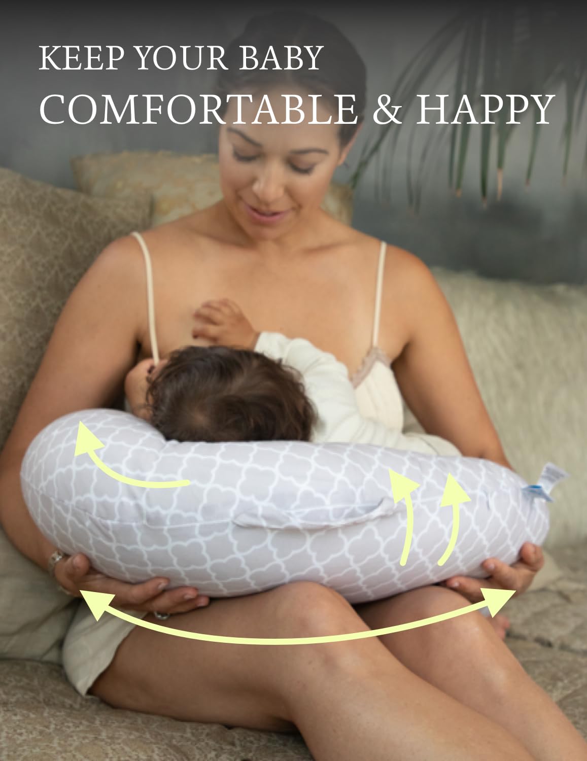 Pharmedoc Nursing Pillow for Breastfeeding – Breast Feeding Pillows for Mom  - Bottle Feeding - Support for Mom and Baby - Pregnancy Maternity Pillows,  Baby Shower Must Haves - Grey Cooling Cover 