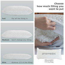 Load image into Gallery viewer, Pharmedoc Memory Foam Pillows - Side Sleeper Pillow - Curved Pillow - Arched - Neck Pillow for Pain Relief - Adjustable Shredded Memory Foam
