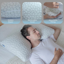 Load image into Gallery viewer, Pharmedoc Memory Foam Pillows - Side Sleeper Pillow - Curved Pillow - Deep Center - Neck Pillow for Pain Relief - Adjustable Shredded Memory Foam
