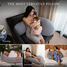 Load image into Gallery viewer, Pharmedoc Pregnancy Pillows XL J-shape Full Body Maternity Pillow - Grey Cooling Cover
