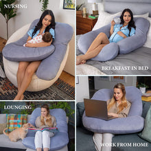 Load image into Gallery viewer, Pharmedoc Pregnancy Pillows, U-Shape Full Body Pillow - Jumbo Size Grey
