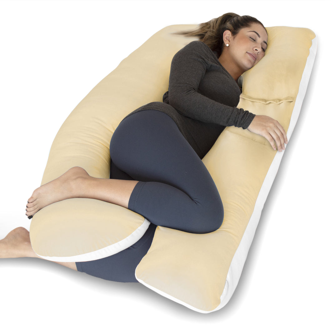 Pharmedoc U-Shape Full Body Pillow – Double Sided Cover with Velvet and Cotton