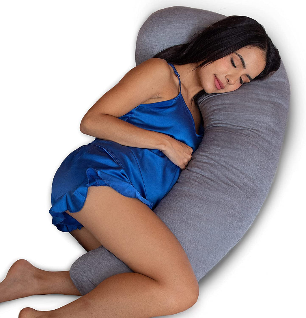 Pharmedoc Pregnancy Pillows J-shape Full Body Maternity Pillow - Grey Cooling Cover
